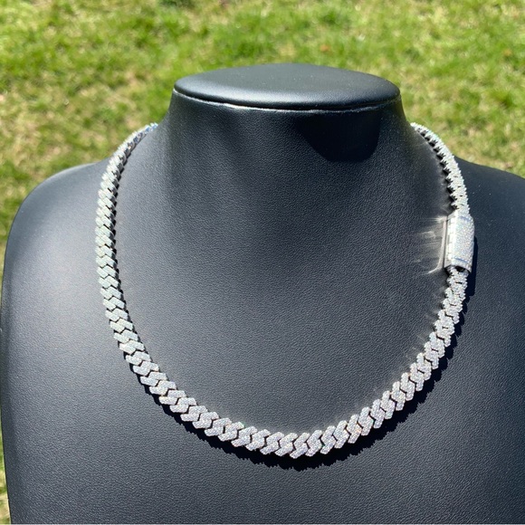 Other - 8mm Moissanite SOLID 925 Sterling Silver Iced Cuban Link 20” GRA Certificate